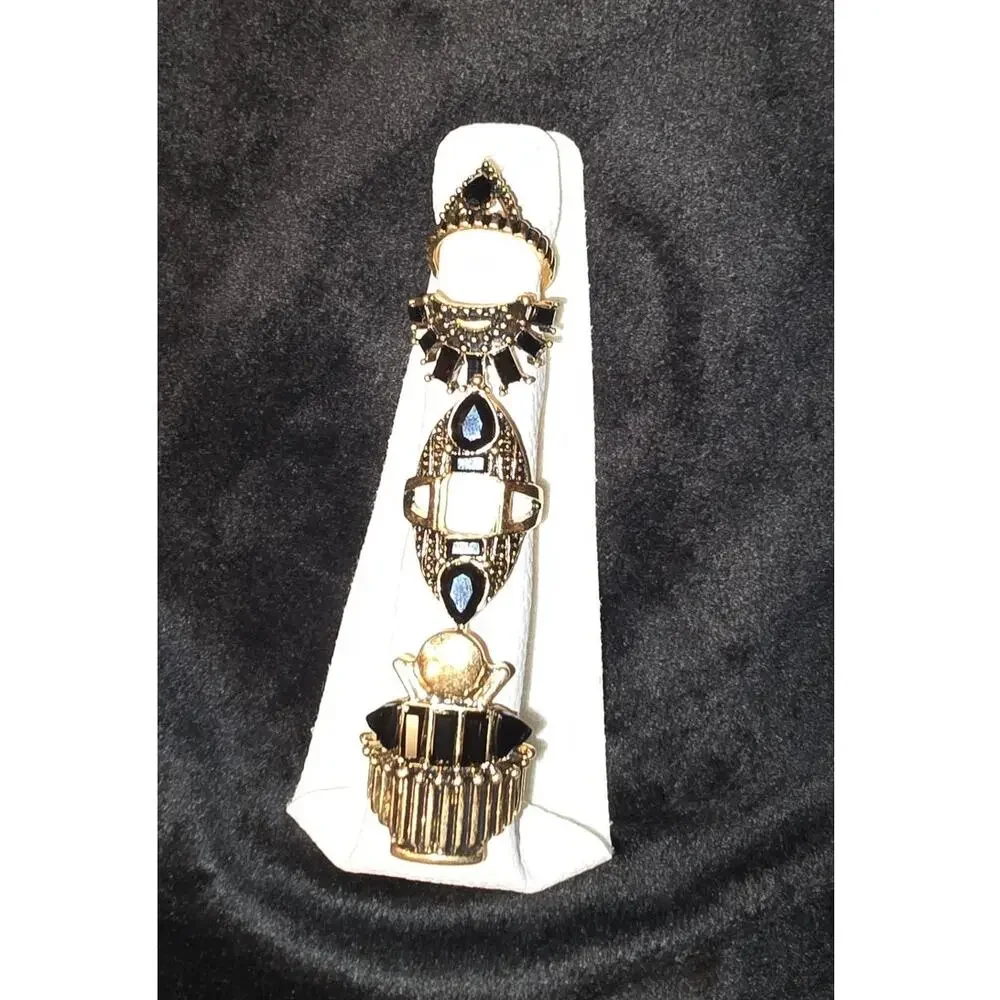Free People 4-Piece Gold & Black Ring Set NWT